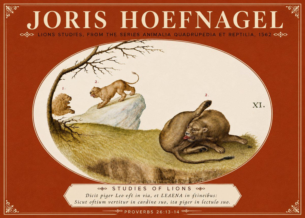 Joris Hoefnagel Lions Studies No6 - Póster