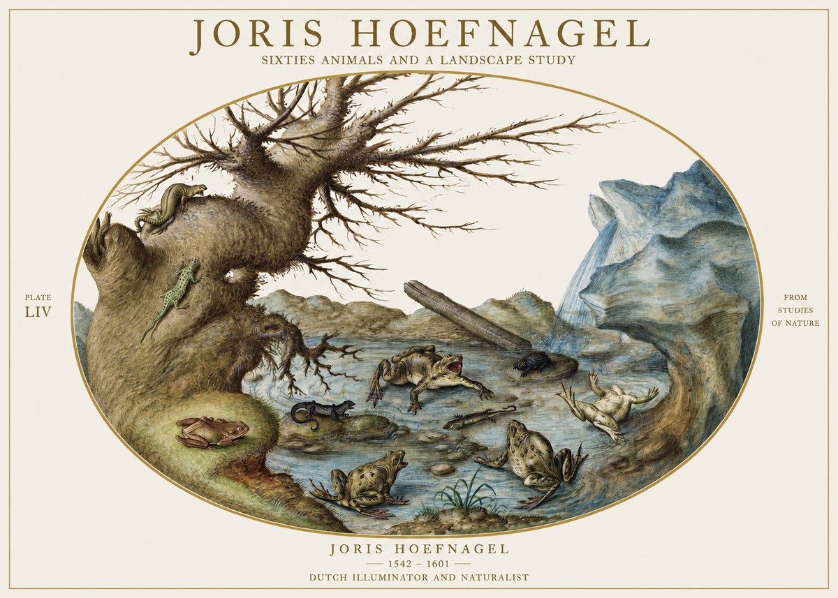 Joris Hoefnagel Sixtties Animals and a Landscape Study No1 - Póster