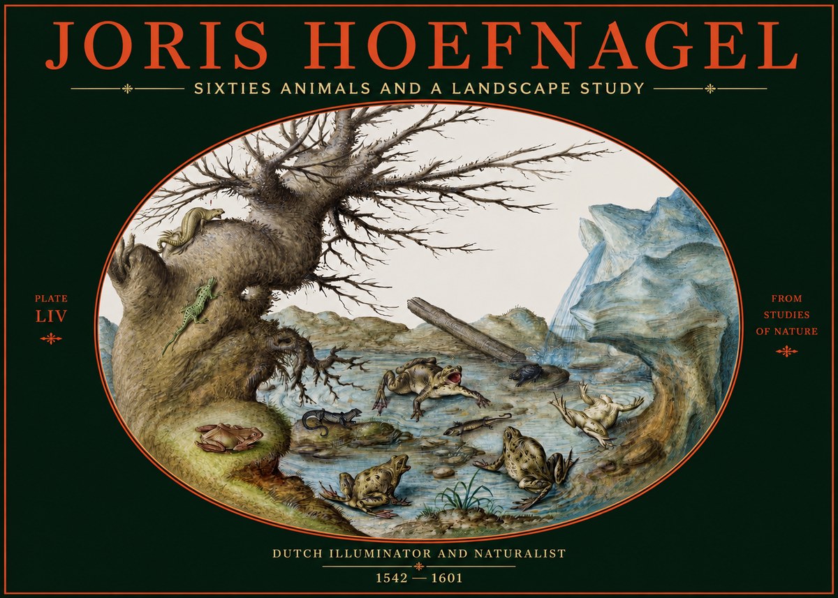 Joris Hoefnagel Sixtties Animals and a Landscape Study No2 - Póster