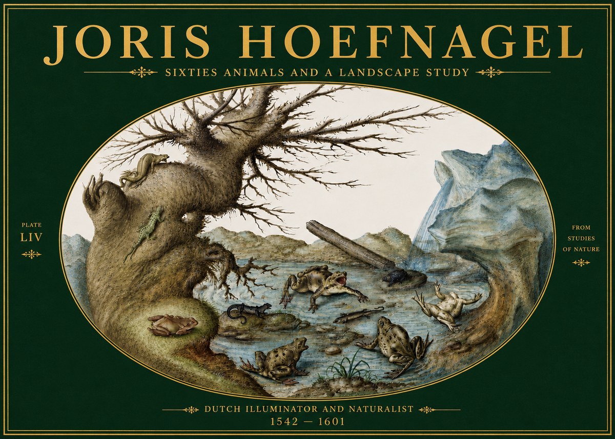 Joris Hoefnagel Sixtties Animals and a Landscape Study No5 - Póster