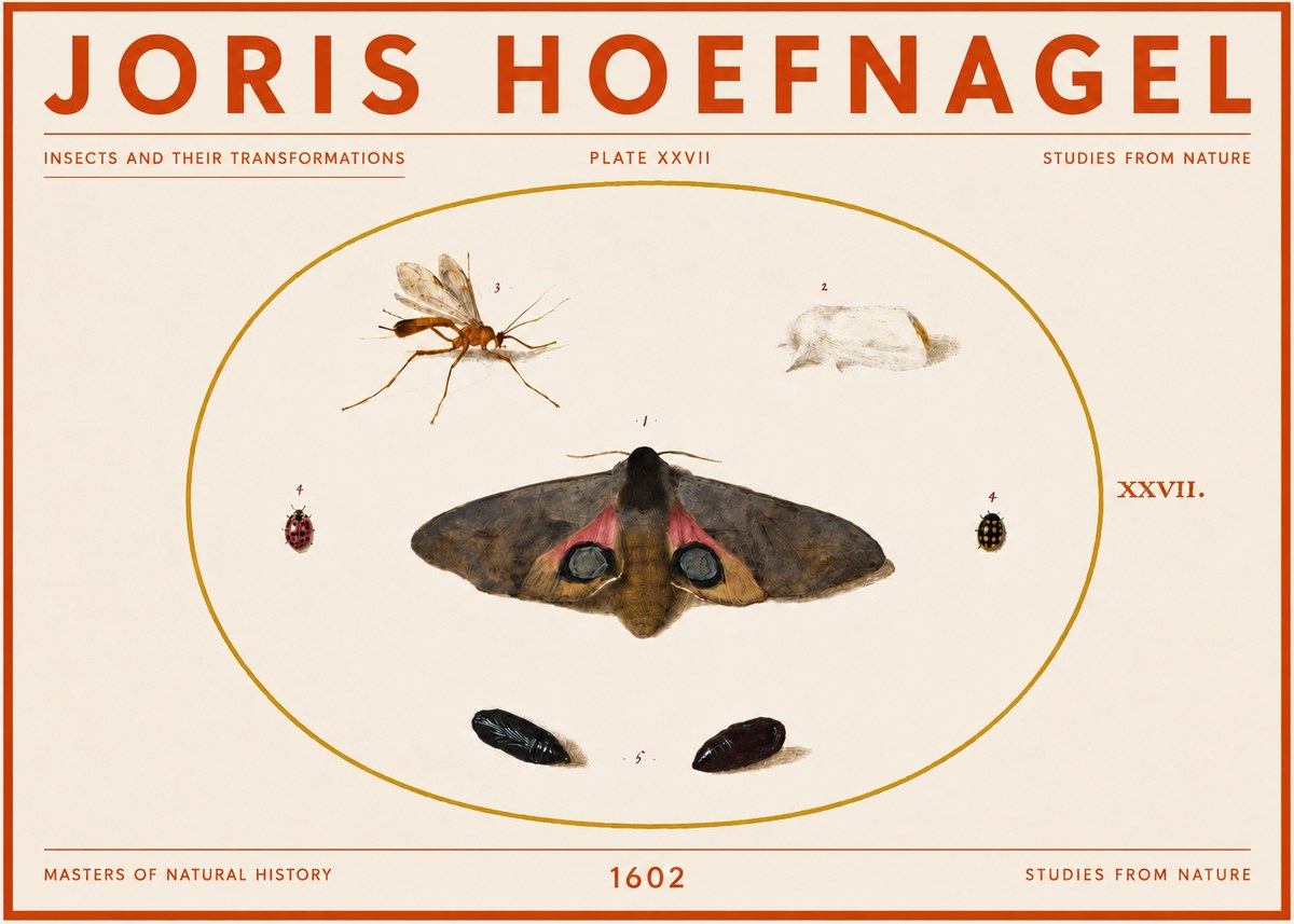Joris Hoefnagel Insects and Their Transformations - Plate Xxvii No5 - Póster