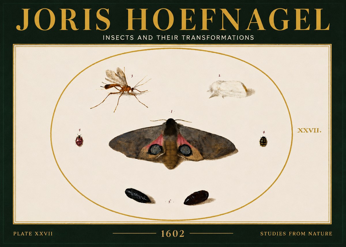Joris Hoefnagel Insects and Their Transformations - Plate Xxvii No6 - Póster