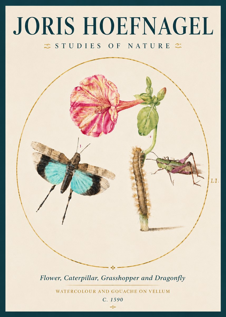 Joris Hoefnagel Plate L1. Studies of Insects and Plants No4 - Póster