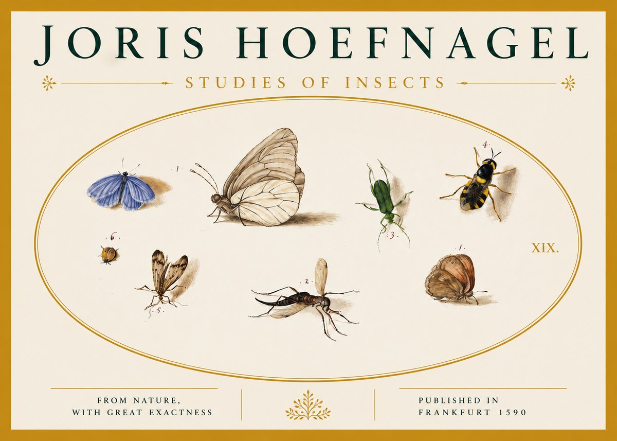 Joris Hoefnagel Studies of Insects V No4 - Póster