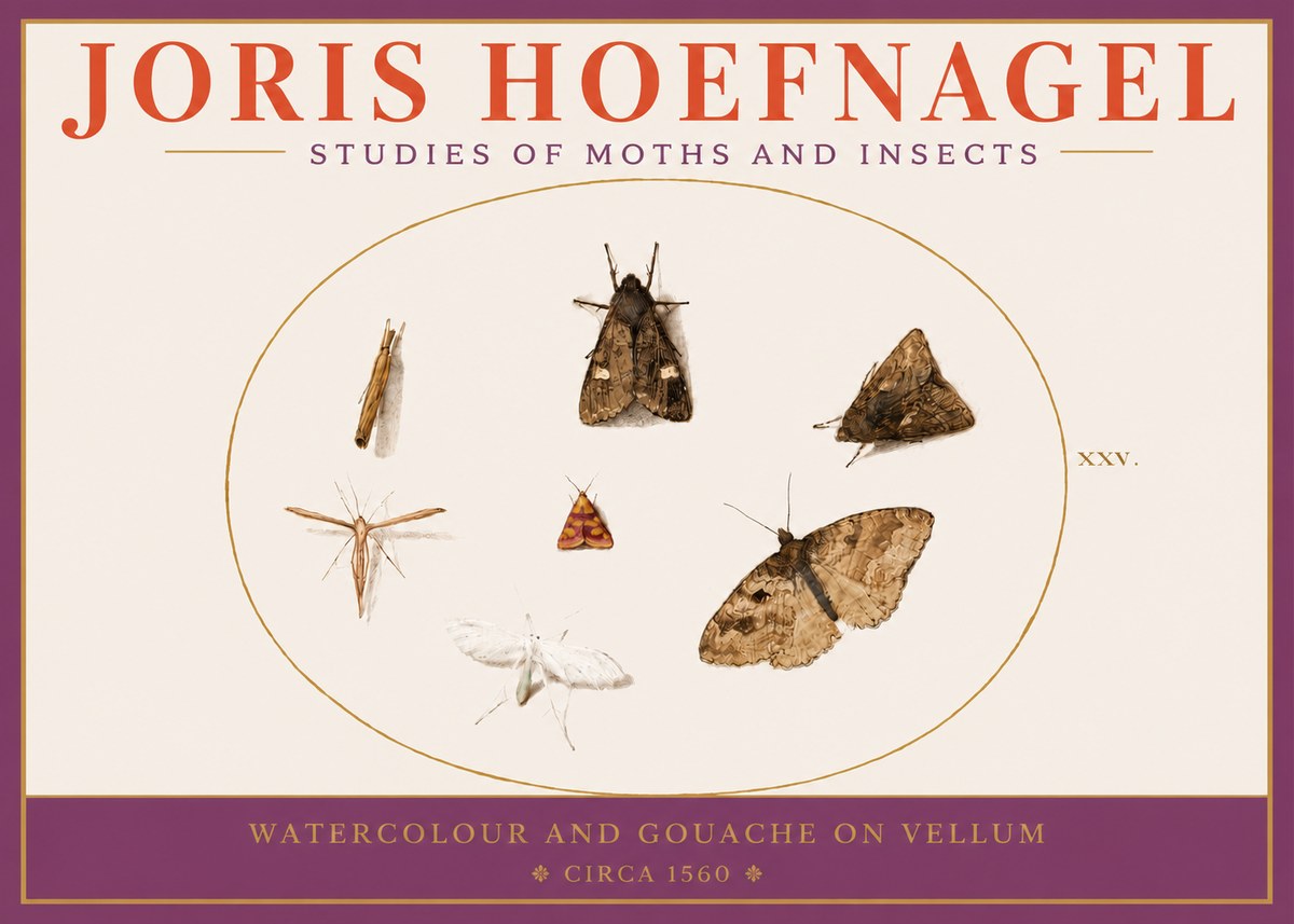 Joris Hoefnagel Studies of Moths and Insects - Xxv. No3 - Póster