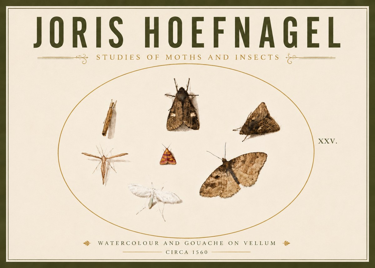 Joris Hoefnagel Studies of Moths and Insects - Xxv. No6 - Póster