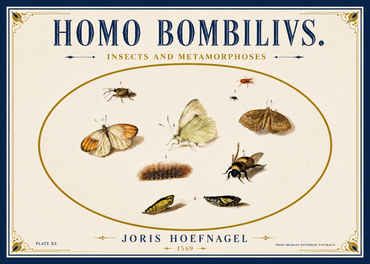 Joris Hoefnagel Homo Bombilivs. Insecta Et Metamorphoses No6 - Póster