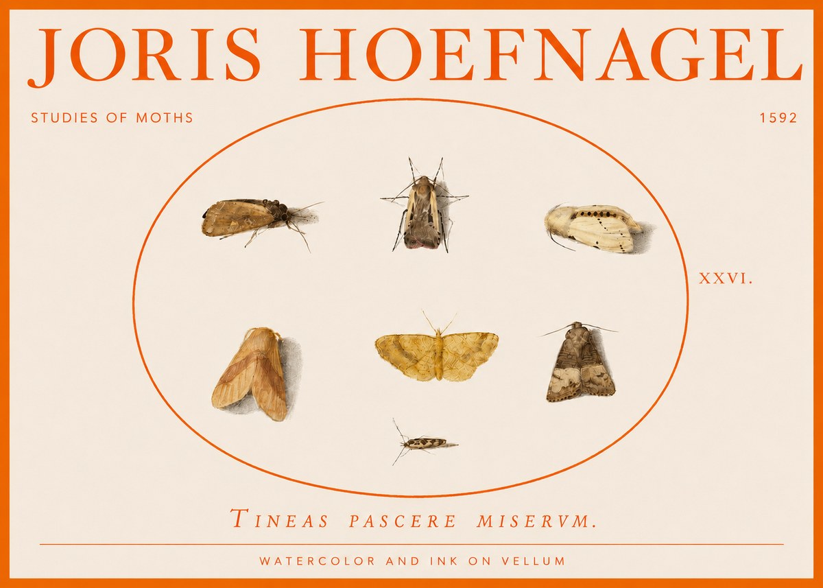 Joris Hoefnagel Studies of Moths II No3 - Póster