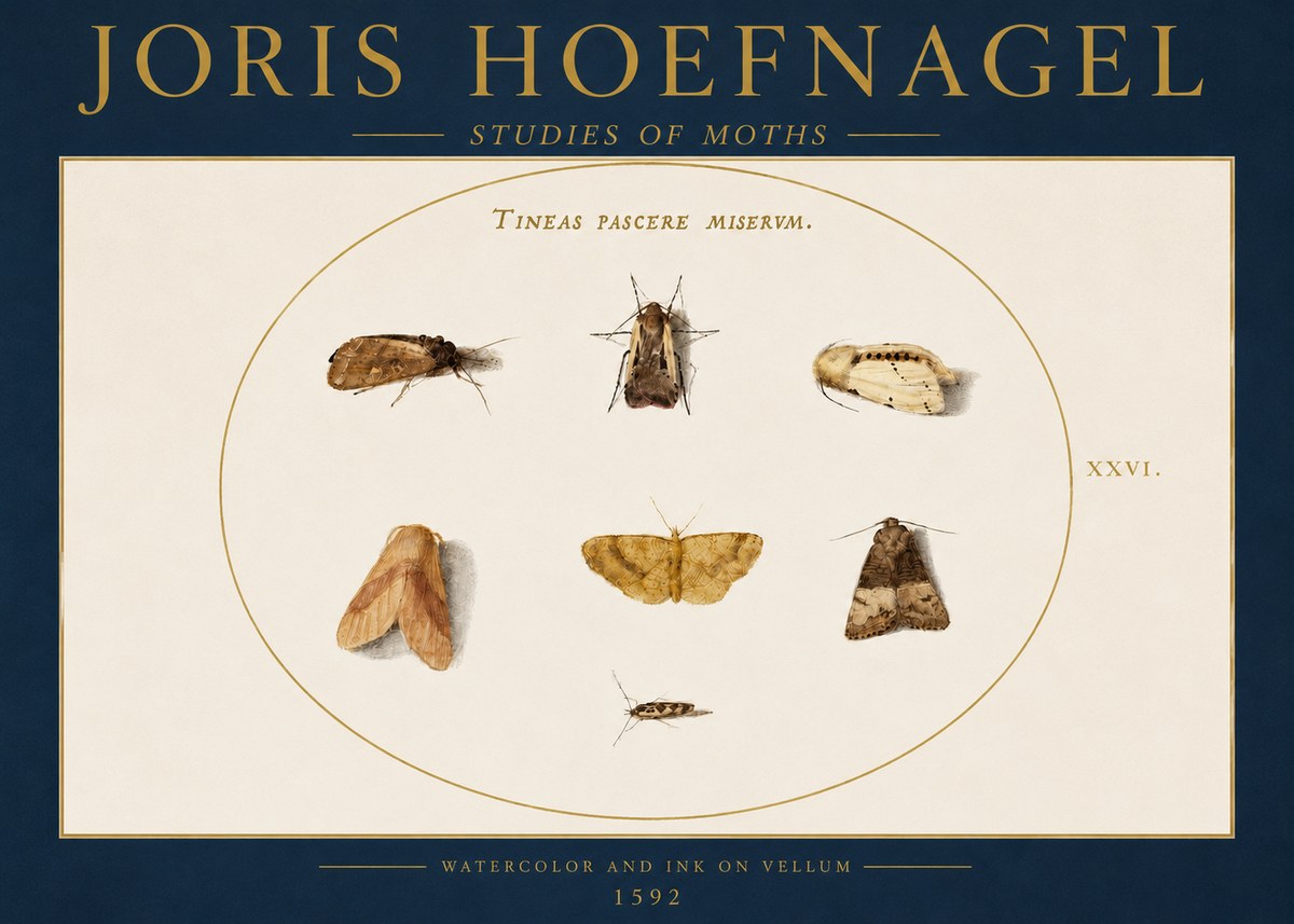 Joris Hoefnagel Studies of Moths II No4 - Póster