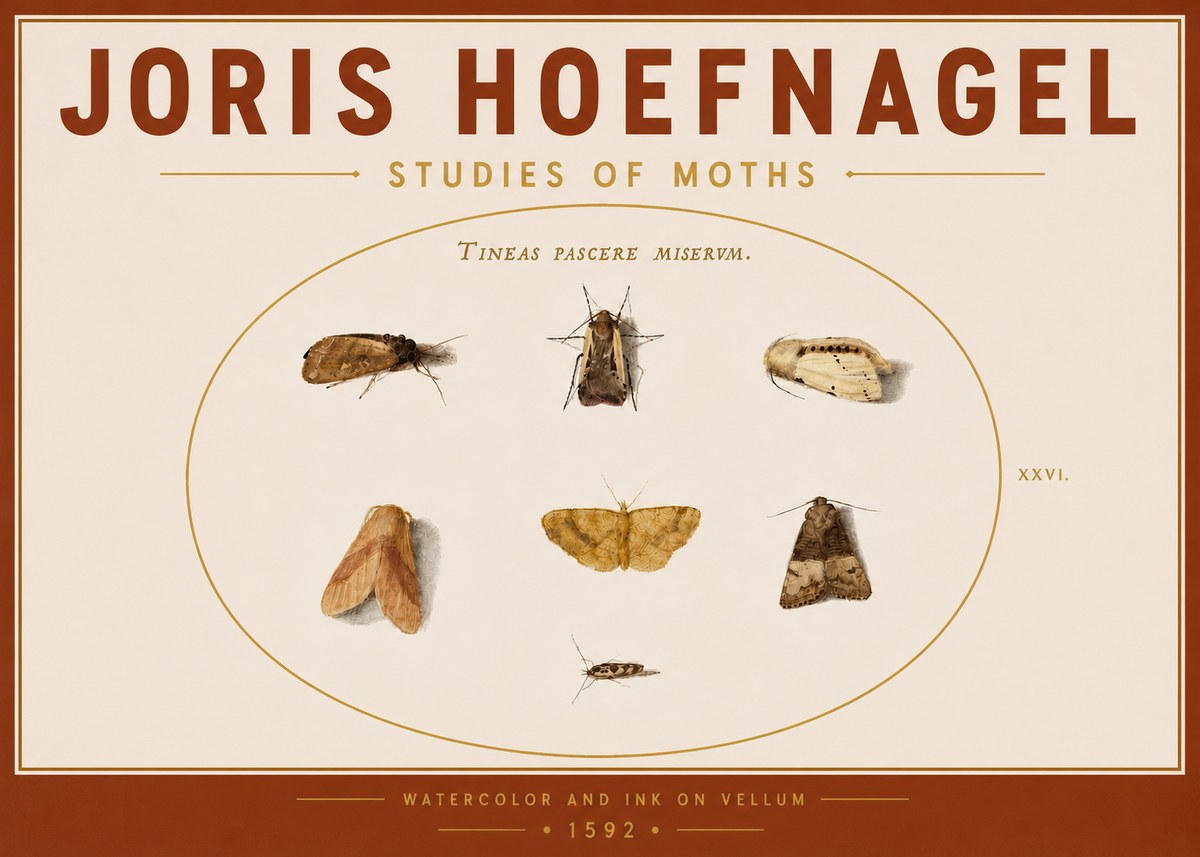 Joris Hoefnagel Studies of Moths II No5 - Póster