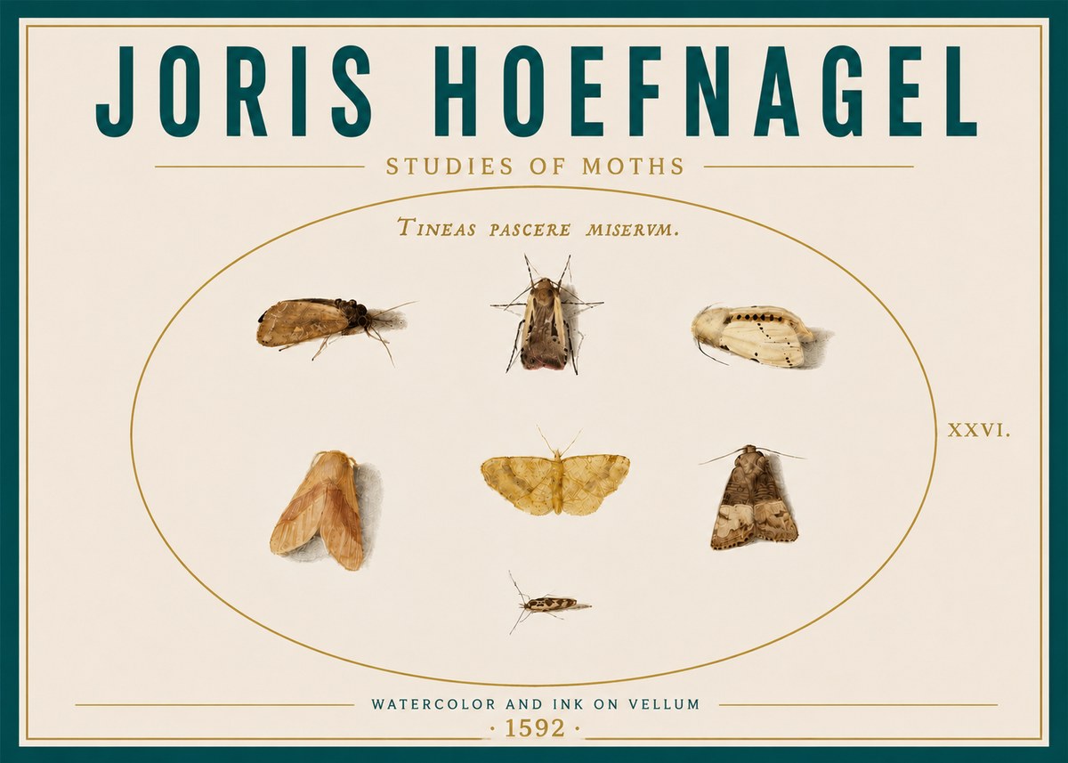 Joris Hoefnagel Studies of Moths II No6 - Póster
