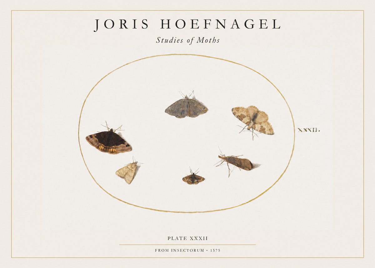 Joris Hoefnagel Studies of Moths III No1 - Póster