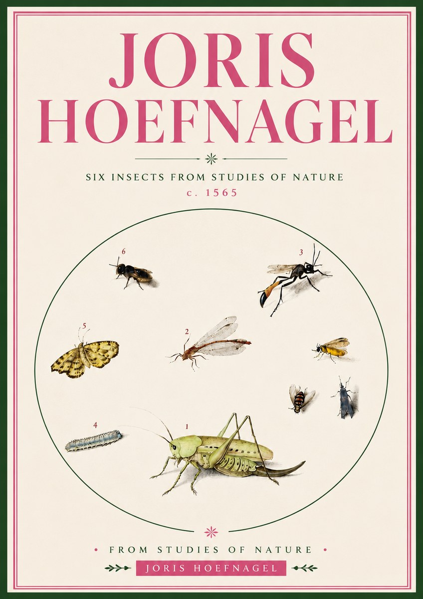 Joris Hoefnagel Six Insects from Studies of Nature C. 1565 No5 - Póster