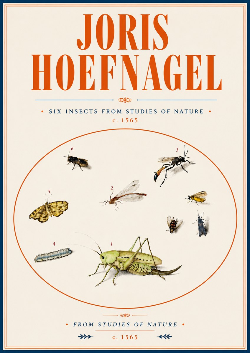 Joris Hoefnagel Six Insects from Studies of Nature C. 1565 No6 - Póster
