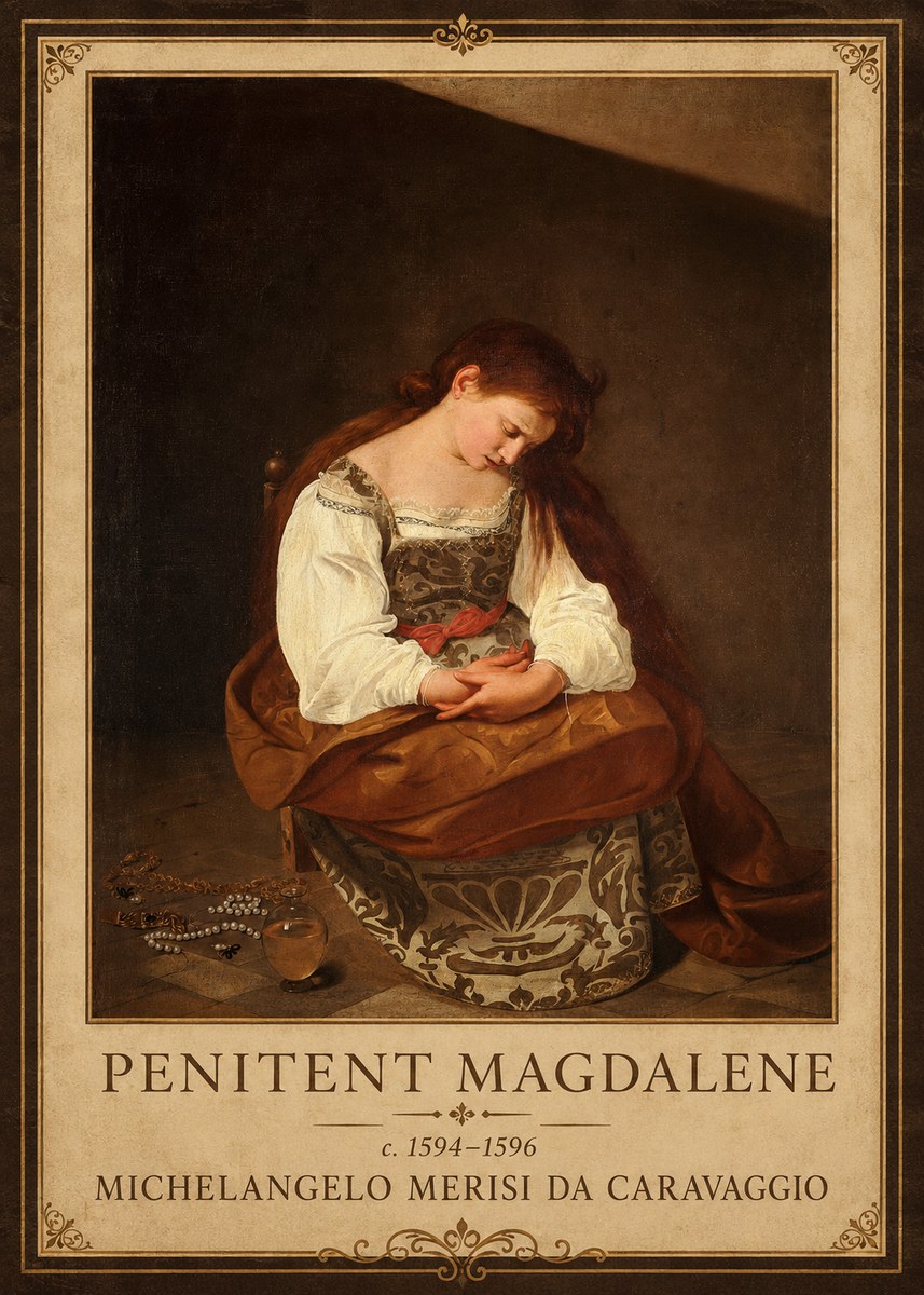 Michelangelo Merisi da Caravaggio Penitent Magdalene No1 - Póster