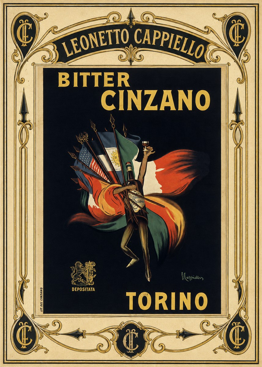 Leonetto Cappiello Bitter Cinzano Torino No4 - Póster