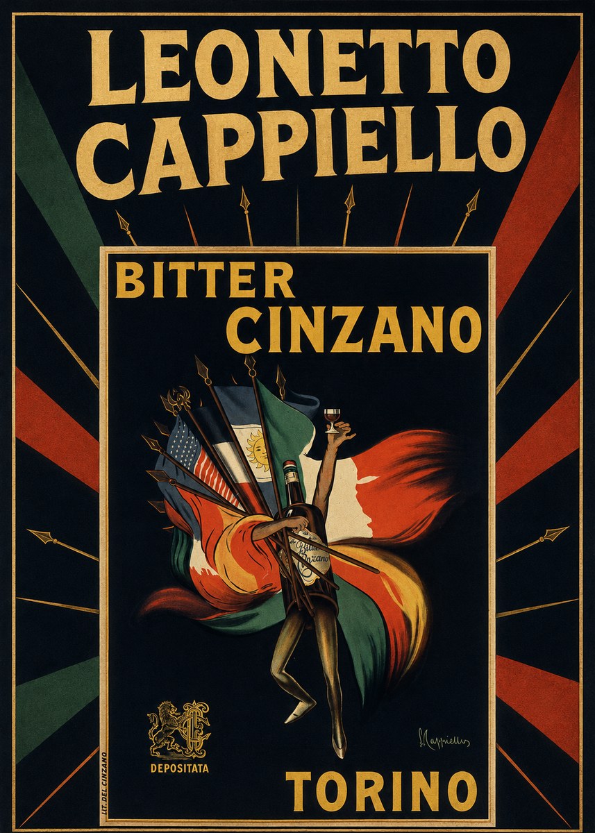 Leonetto Cappiello Bitter Cinzano Torino No5 - Póster