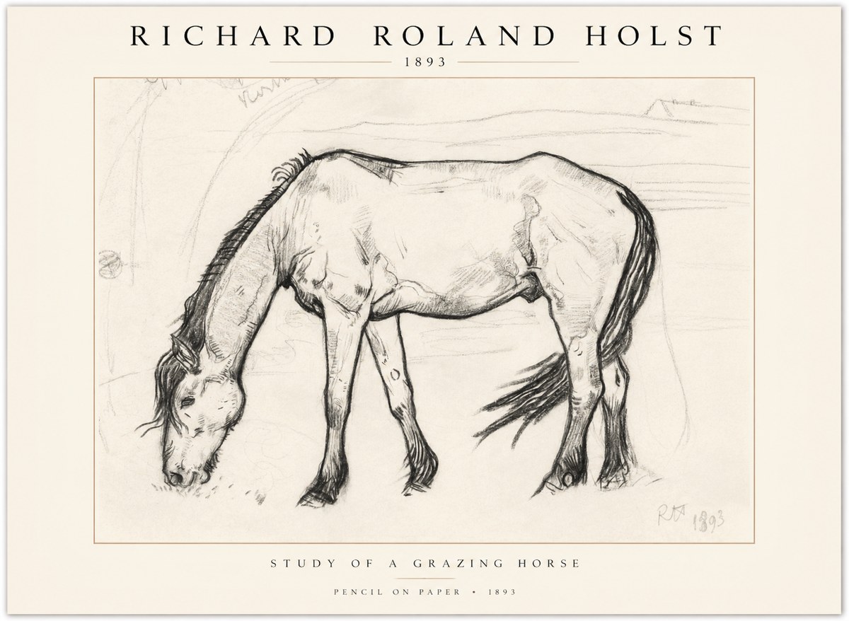 Richard Roland Holst Study of a Grazing Horse No1 - Póster