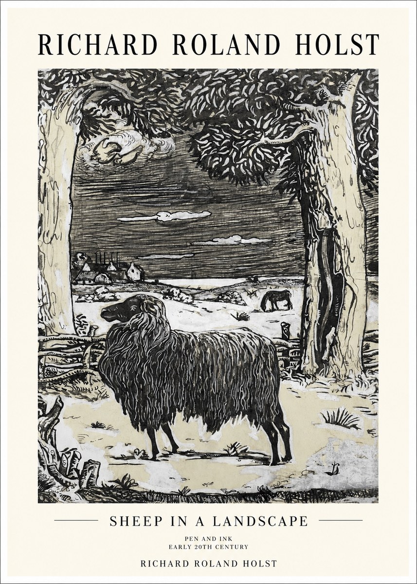 Richard Roland Holst Sheep in a Landscape No1 - Póster