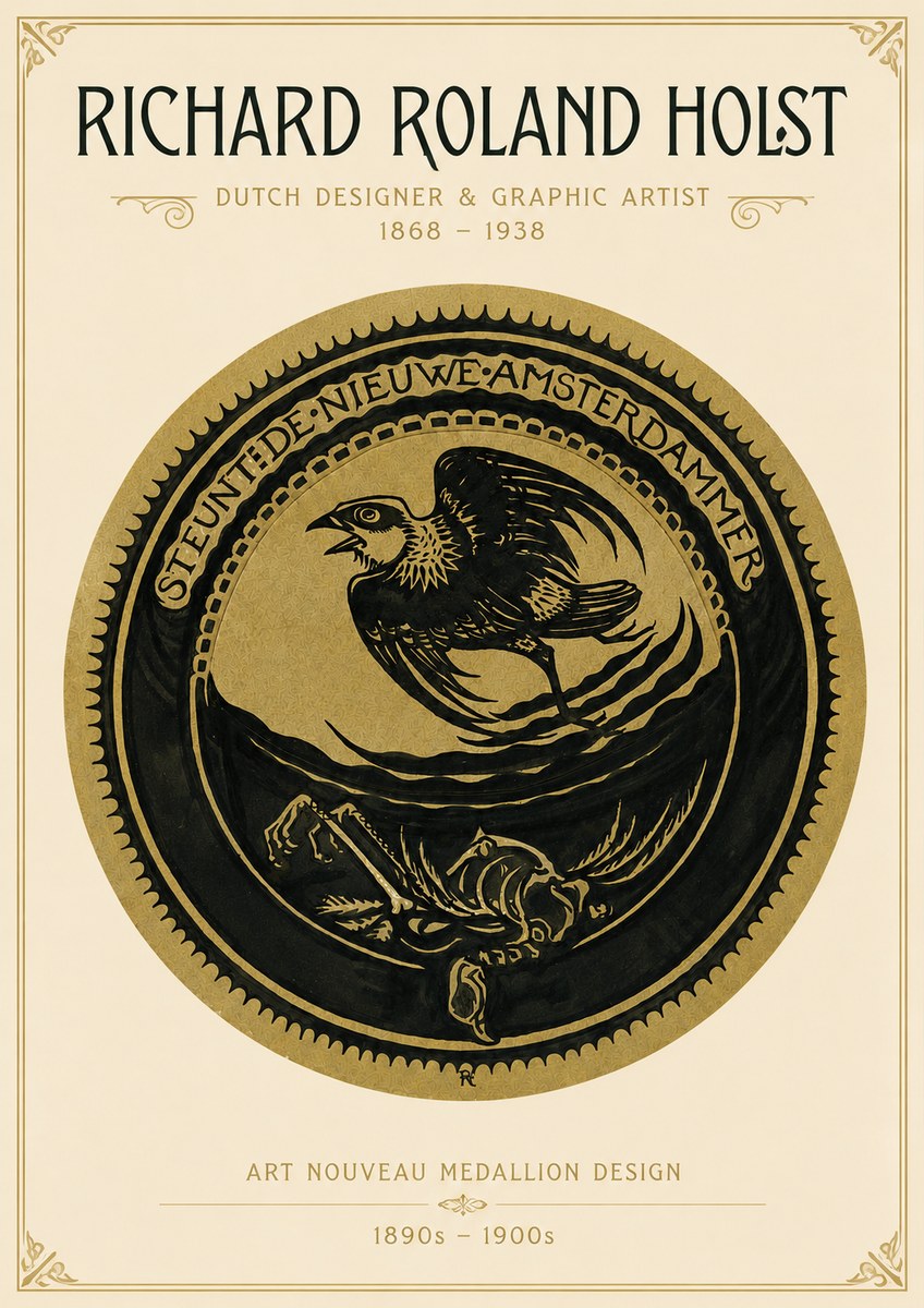 Richard Roland Holst Art Nouveau Medallion Design No3 - Póster