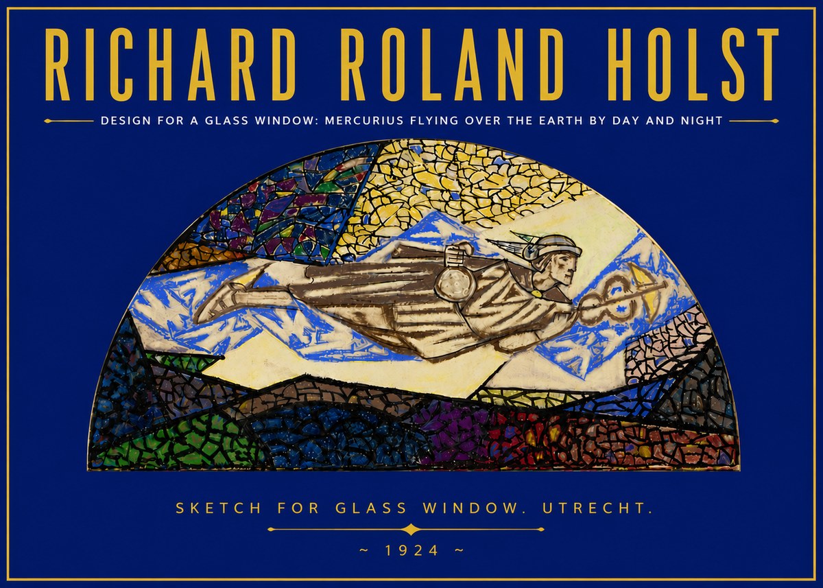 Richard Roland Holst Design for a Glass Window: Mercurius Flying over the Earth by Day and Night No5 - Póster