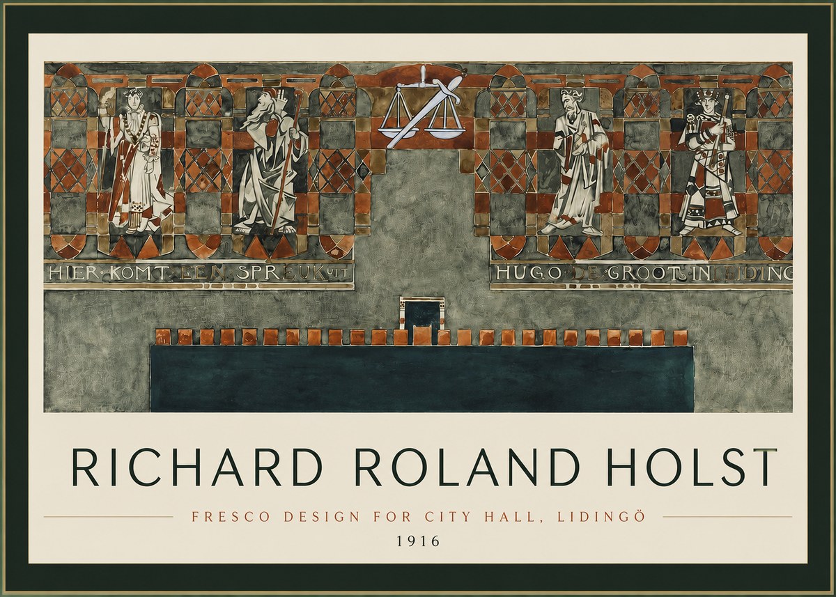 Richard Roland Holst Fresco Design - City Hall, Lidingö No2 - Póster