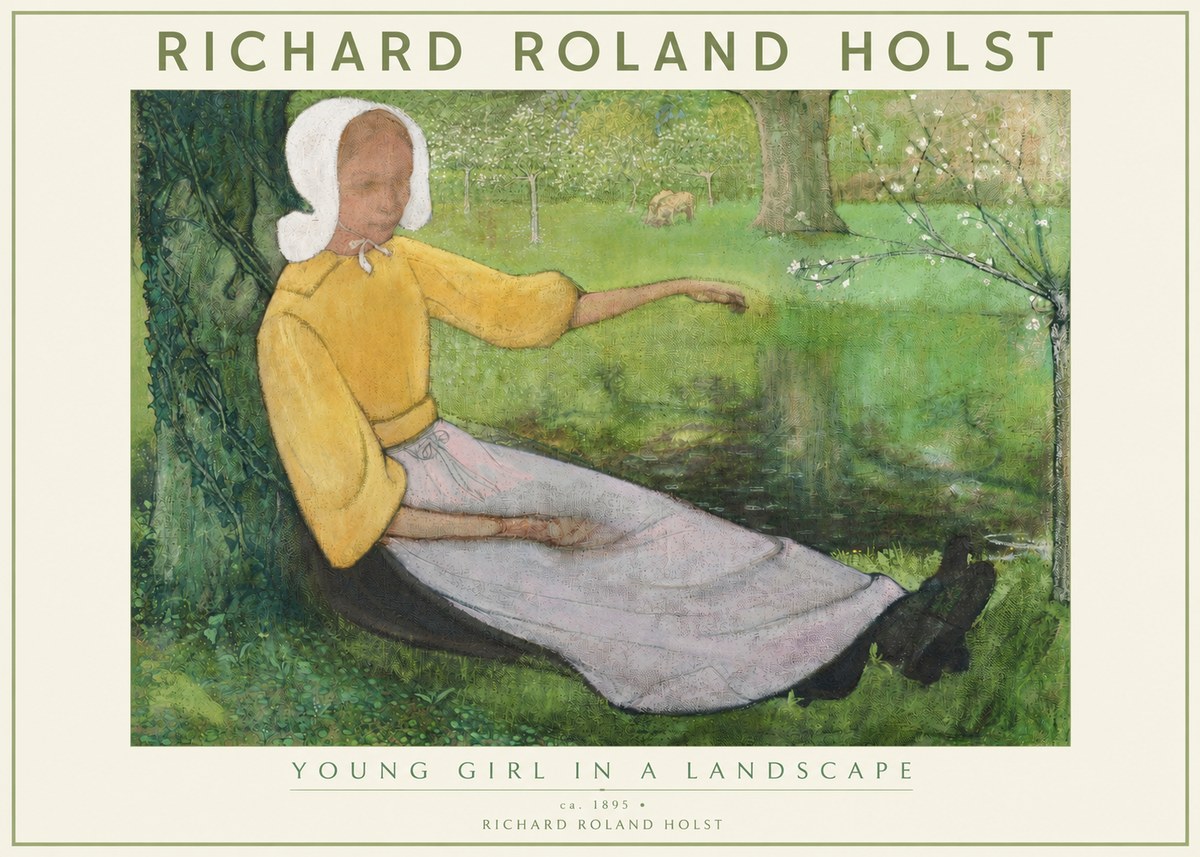 Richard Roland Holst Young Girl Resting by the Pond No3 - Póster