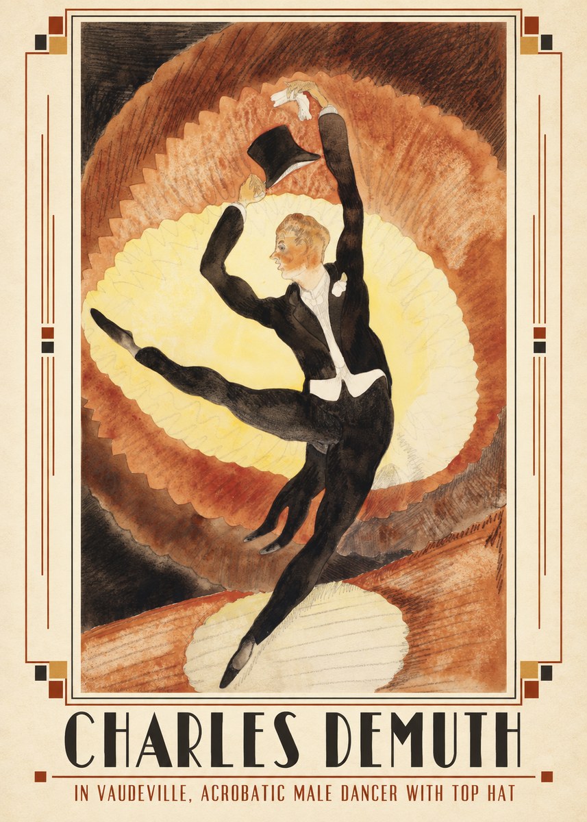 Charles Demuth In Vaudeville, Acrobatic Male Dancer with Top Hat No2 - Póster