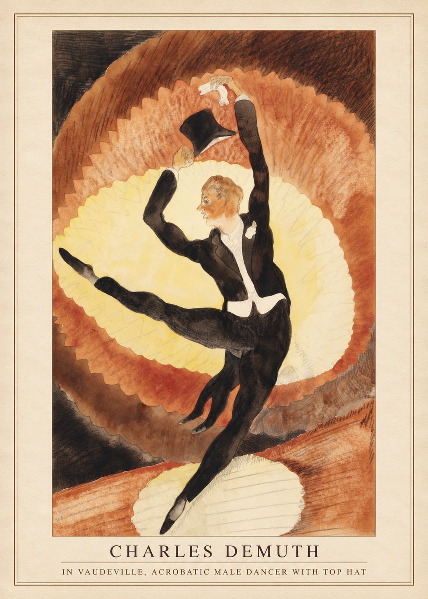 Charles Demuth In Vaudeville, Acrobatic Male Dancer with Top Hat No4 - Póster