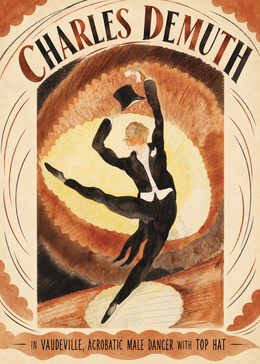 Charles Demuth In Vaudeville, Acrobatic Male Dancer with Top Hat No5 - Póster