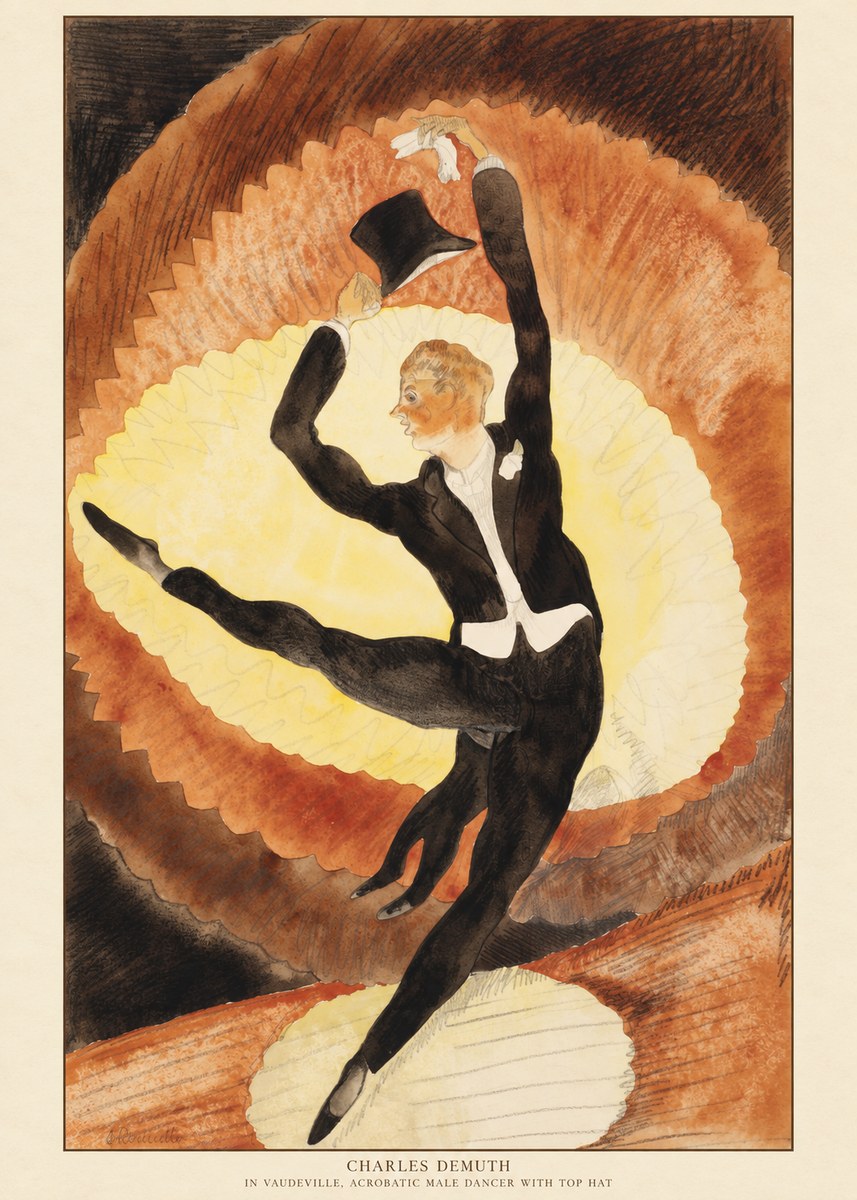 Charles Demuth In Vaudeville, Acrobatic Male Dancer with Top Hat No6 - Póster