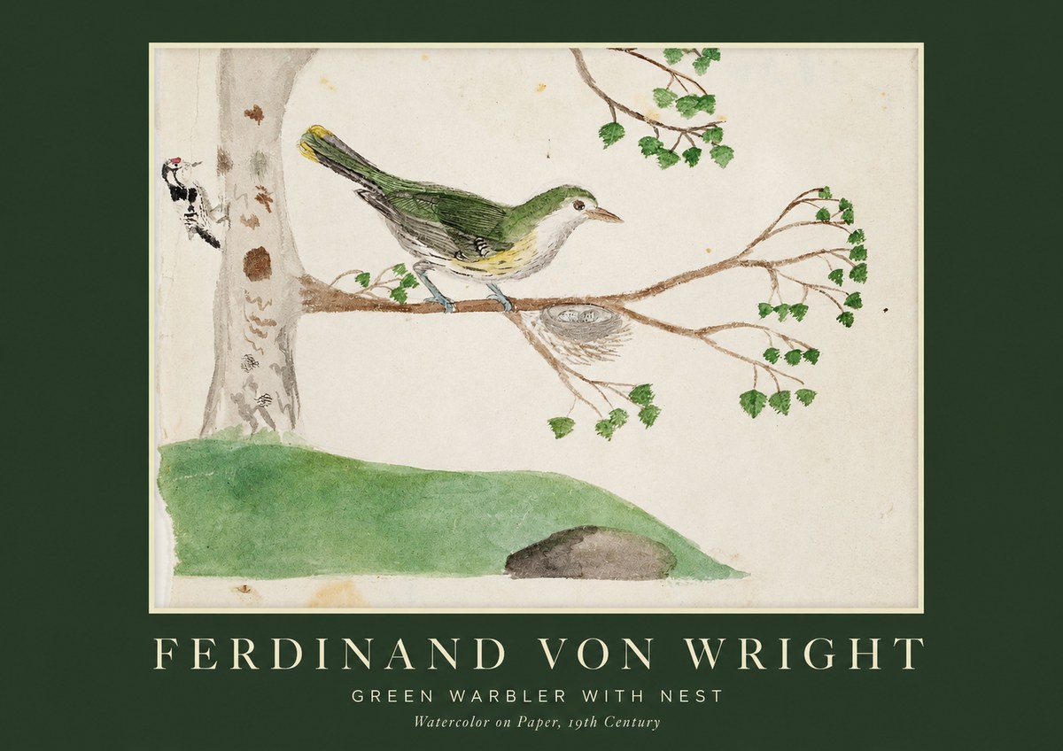 Ferdinand von Wright Green Warbler with Nest No1 - Póster