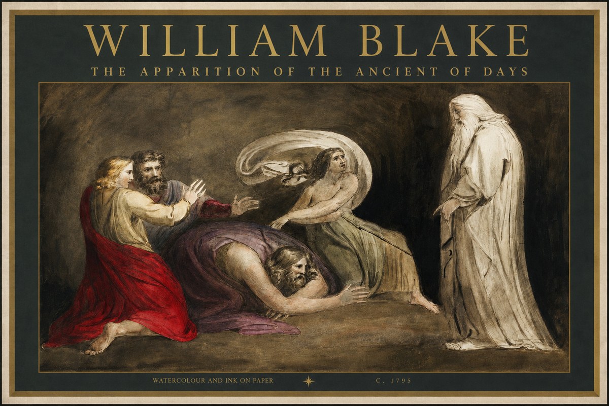 William Blake The Apparition of the Ancient of Days No2 - Póster