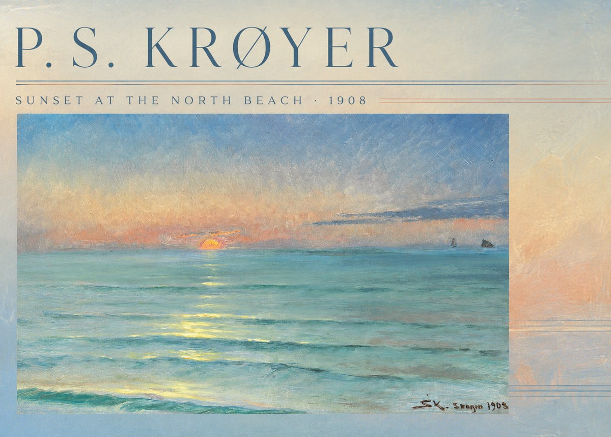 P.S. Krøyer Sunset at the North Beach No3 - Póster