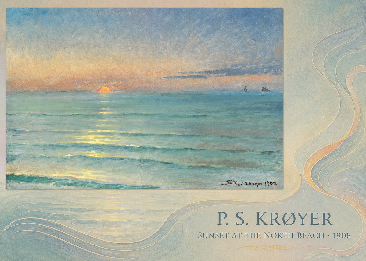 P.S. Krøyer Sunset at the North Beach No4 - Póster