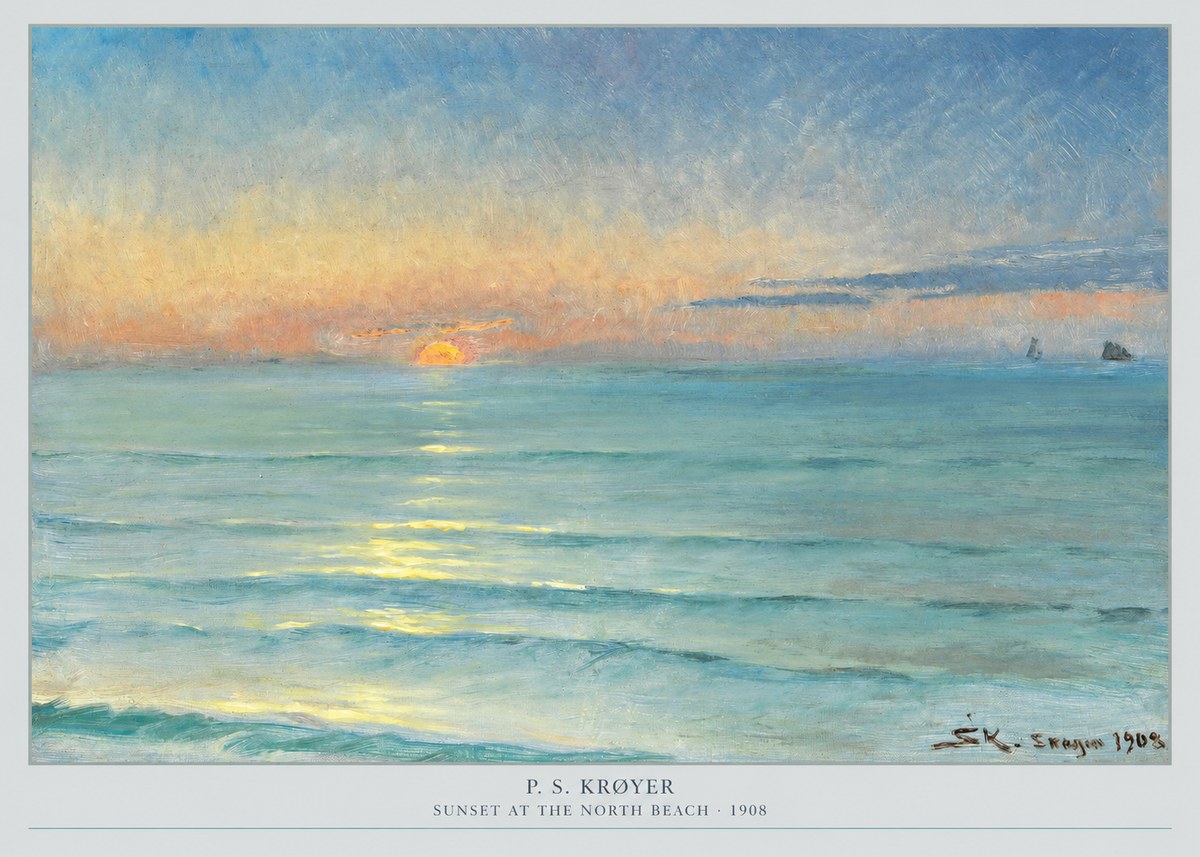 P.S. Krøyer Sunset at the North Beach No5 - Póster