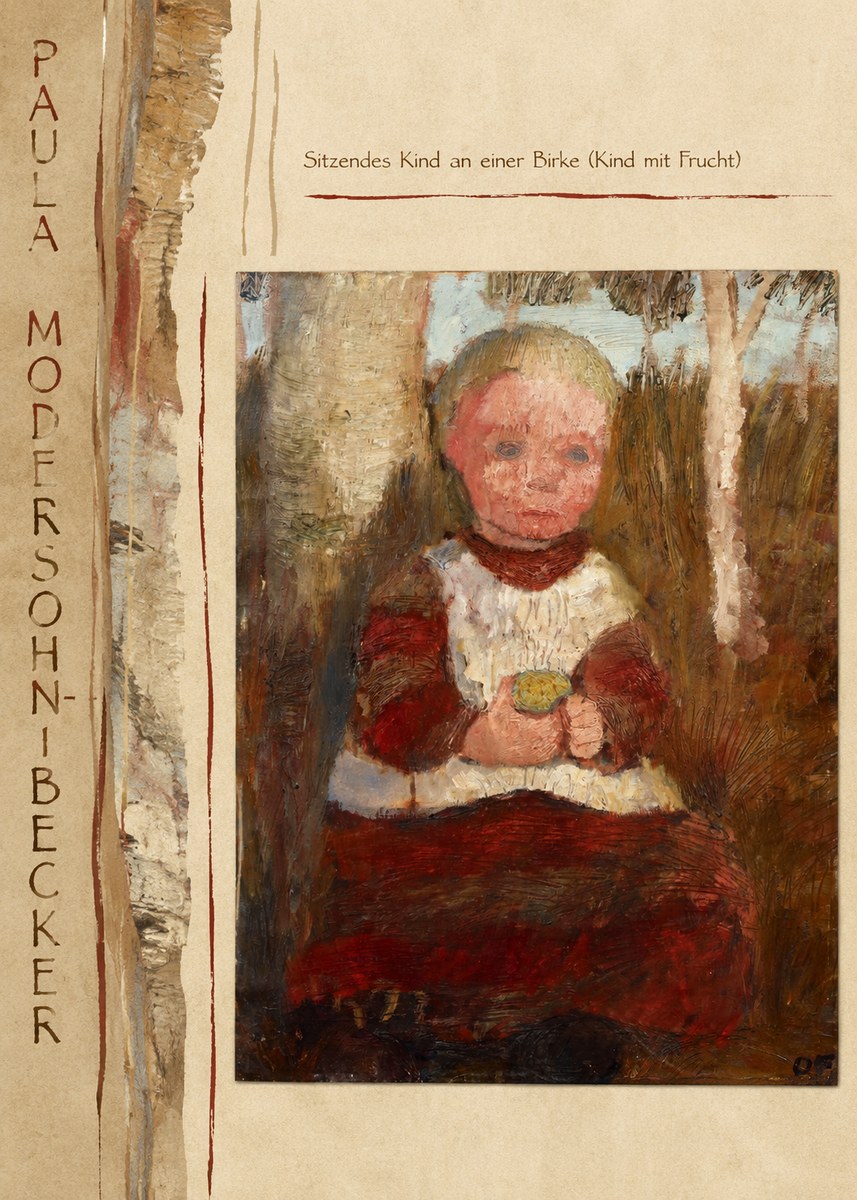 Paula Modersohn-Becker Sitzendes Kind an Einer Birke (Kind Mit Frucht) No3 - Póster