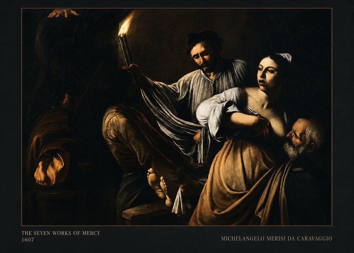 Michelangelo Merisi da Caravaggio The Seven Works of Mercy III No5 - Póster