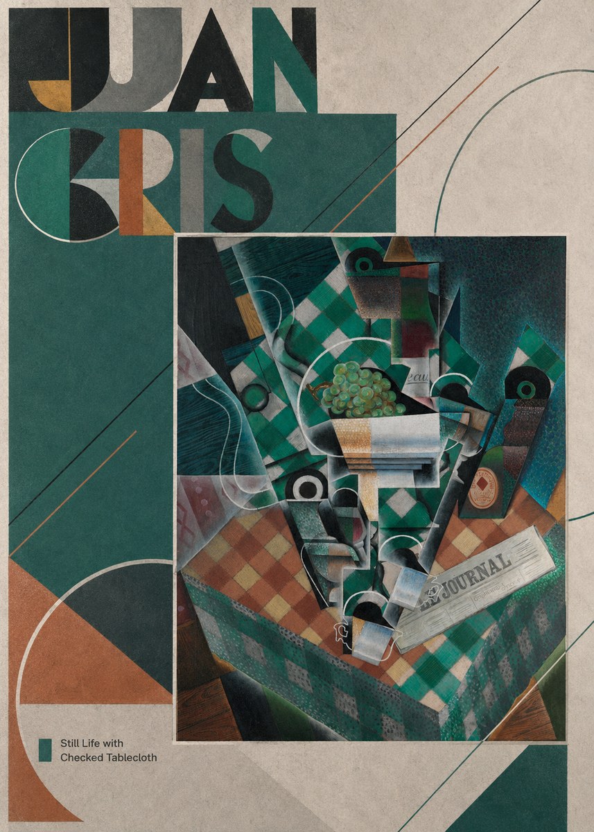 Juan Gris Still Life with Checked Tablecloth No3 - Póster