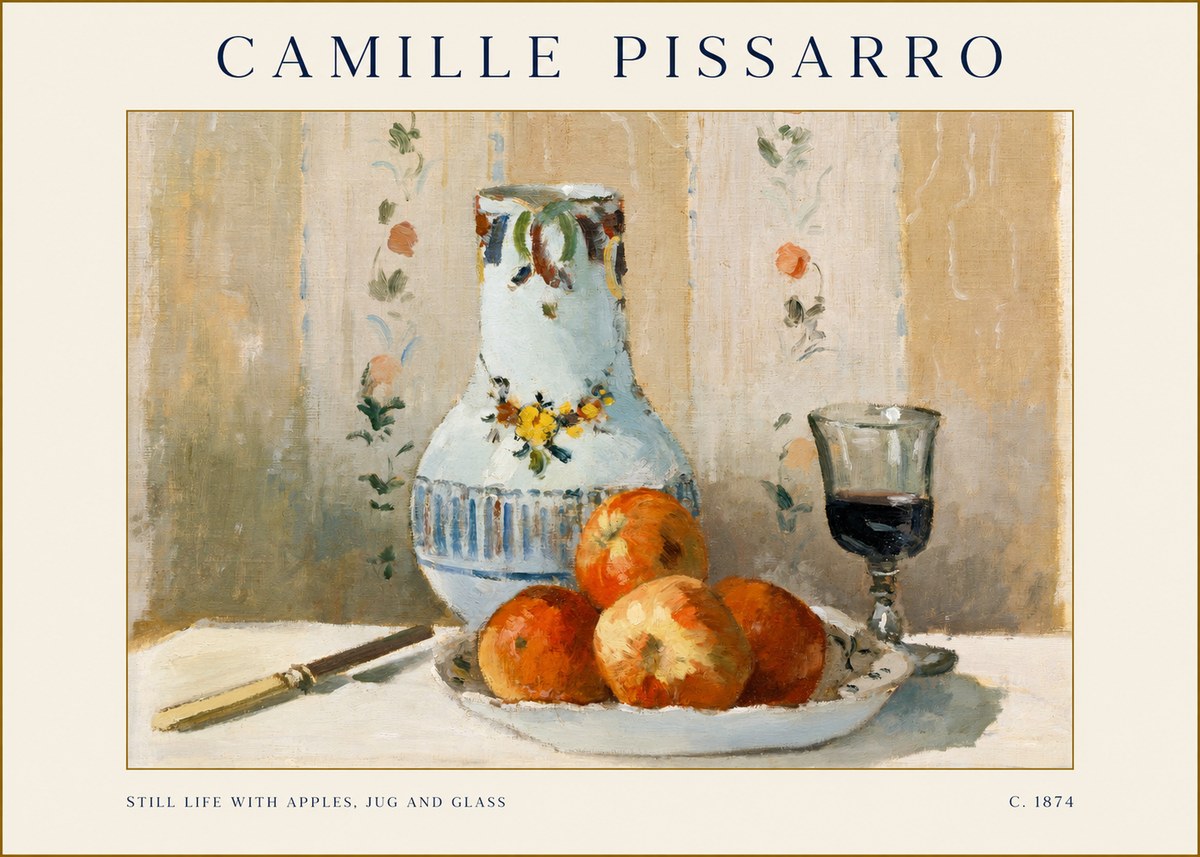 Pissarro Still Life with Apples, Jug and Glass No1 - Póster