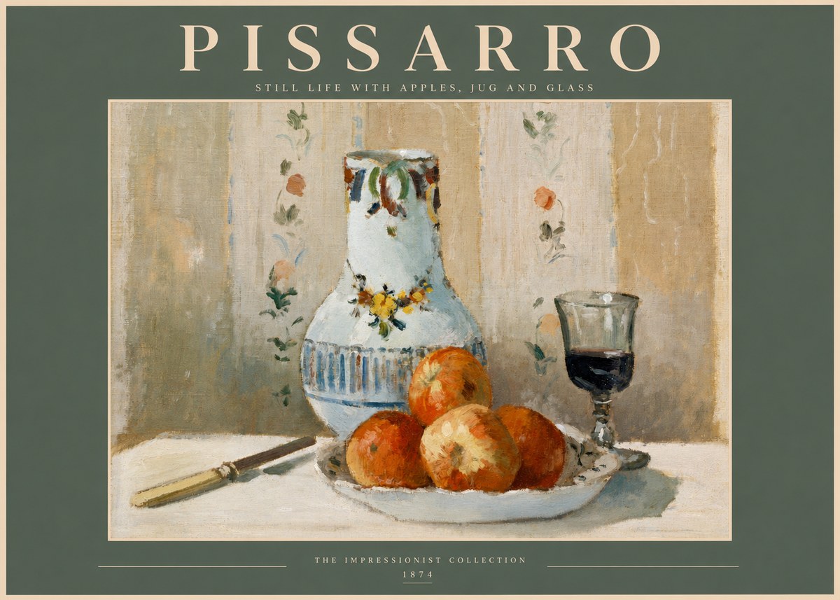 Pissarro Still Life with Apples, Jug and Glass No2 - Póster
