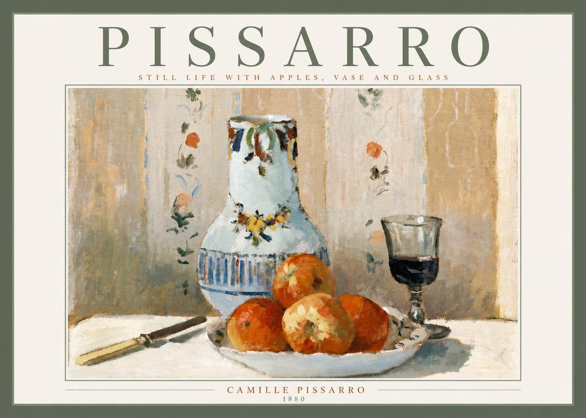 Pissarro Still Life with Apples, Jug and Glass No3 - Póster