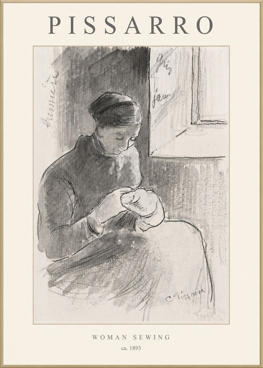 Pissarro Woman Sewing No1 - Póster