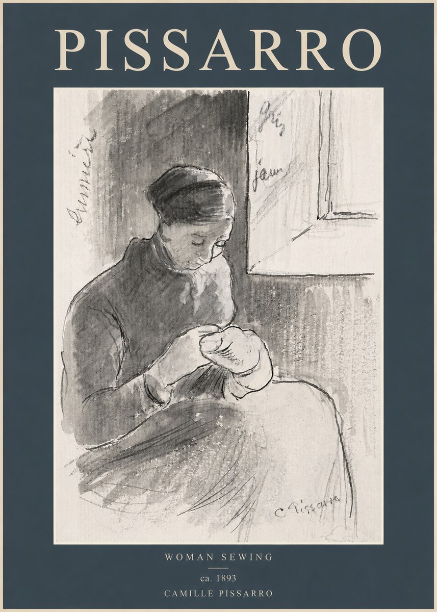 Pissarro Woman Sewing No2 - Póster