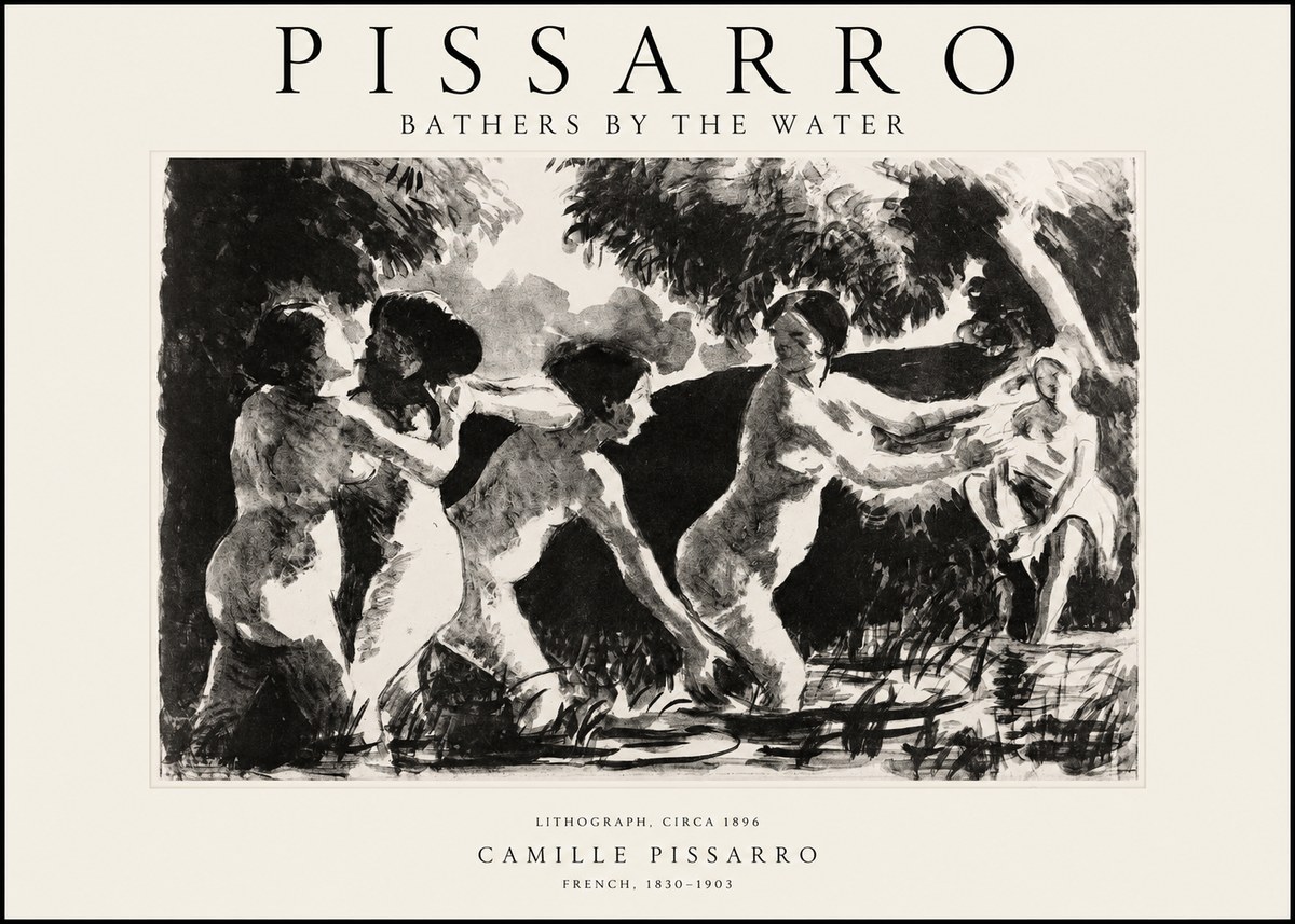 Pissarro Bathers by the Water No1 - Póster