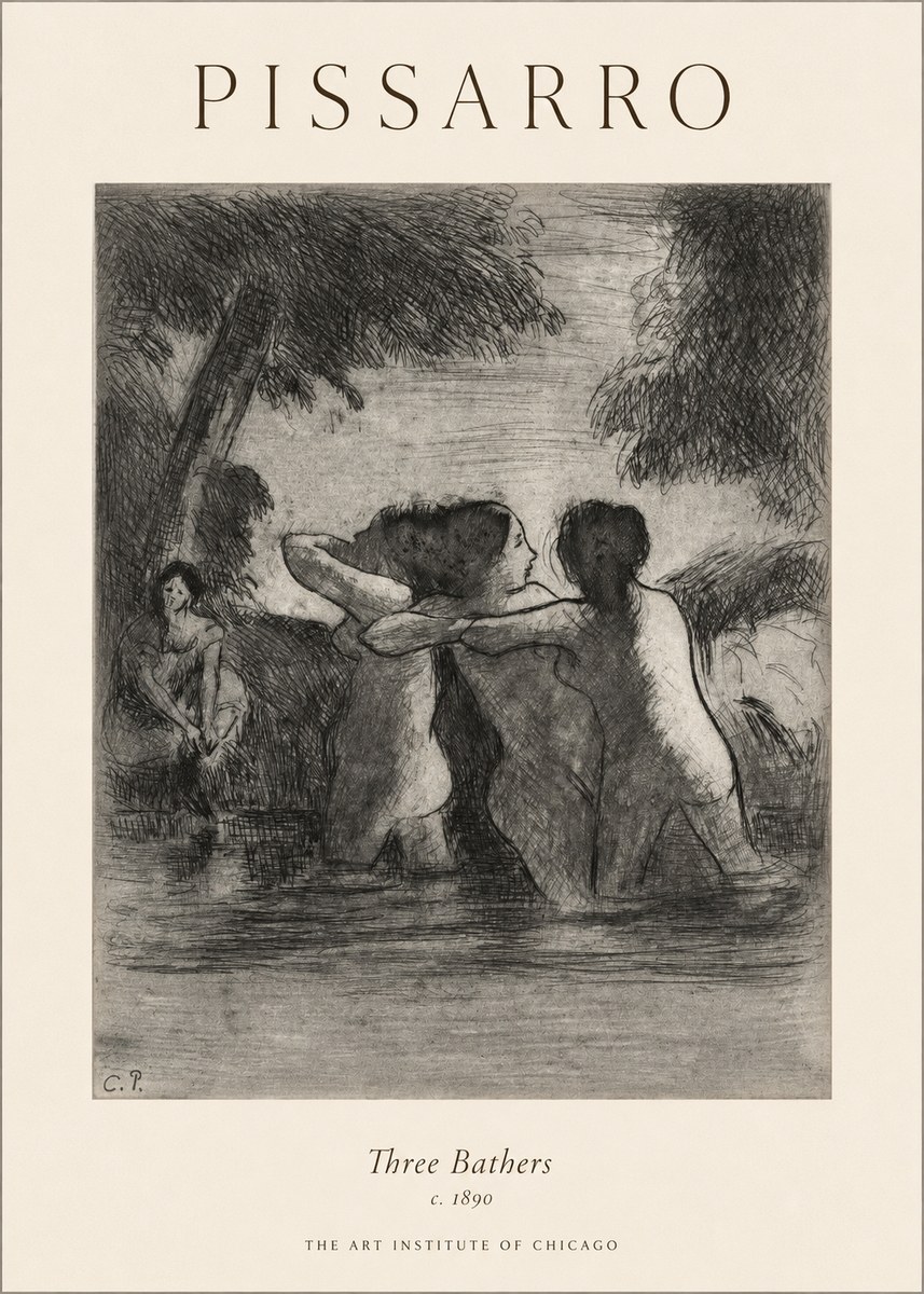 Pissarro Three Bathers No1 - Póster