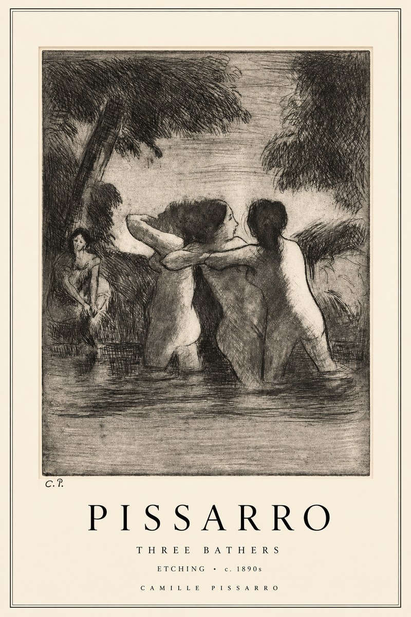 Pissarro Three Bathers No2 - Póster