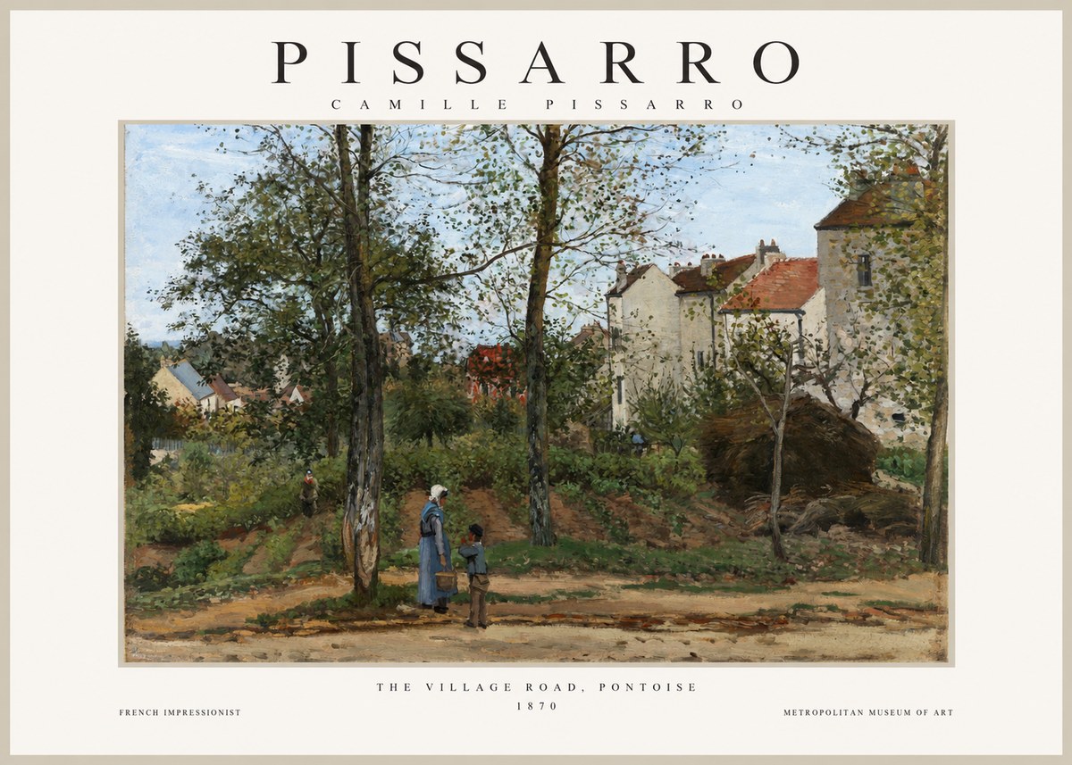 Pissarro The Village Road, Pontoise No1 - Póster