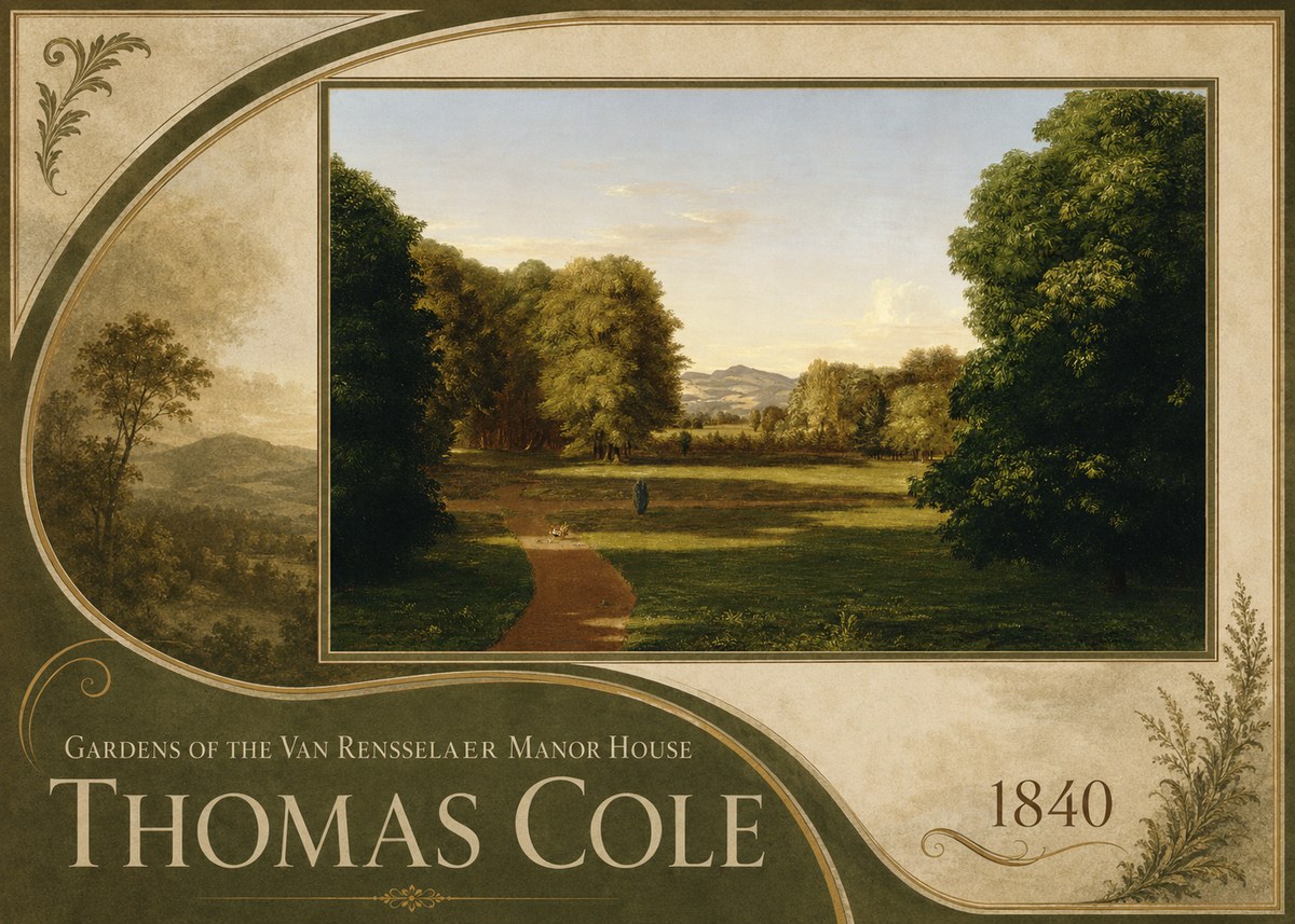 Thomas Cole Gardens of the Van Rensselaer Manor House No3 - Póster