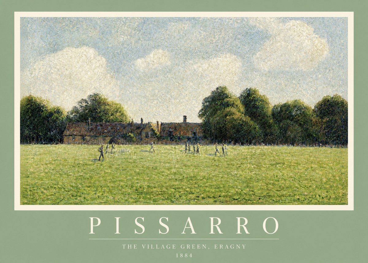 Pissarro The Village Green, Eragny No2 - Póster
